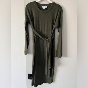 Motherhood maternity knit tie dress in dark green